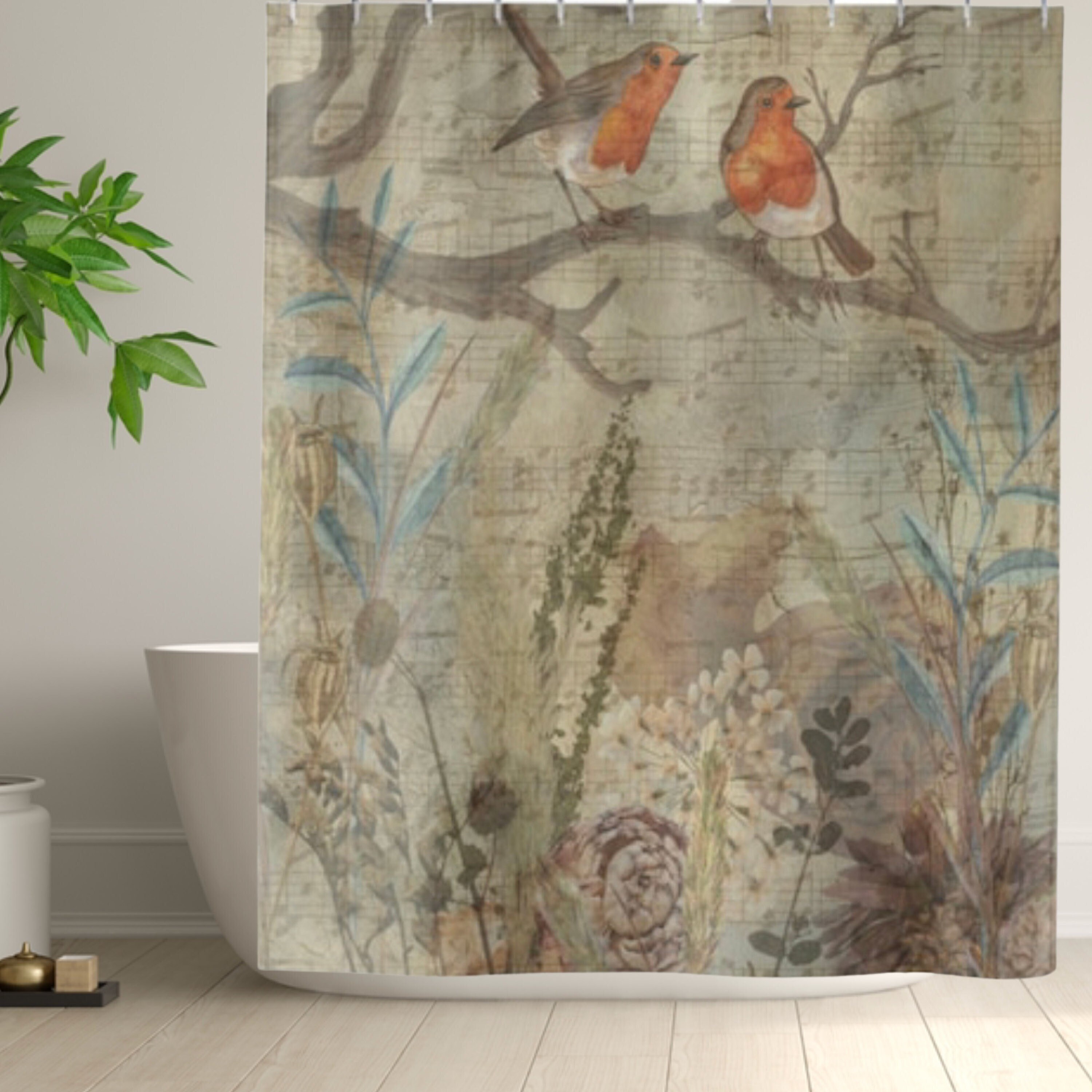 Cute Little Bird Musica Gift Idea Shower Curtain