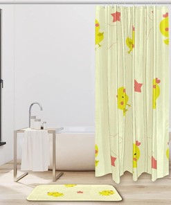 Cute Little Duck and Star Pattern Bathroom Shower Curtain