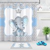 Cute Little Elephant Crown Gray White Stripes Unique Shower Curtain For Elegant And Fun Bathroom Decor