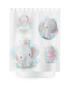 Cute Little Elephant For Kids Restroom Shower Curtain, Durable Fabric For Playful Bathroom Decor