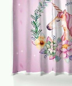 Cute Little Girl Unicorn Print Shower Curtain for Your Bathroom Decor