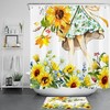 Cute Little Girl Watercolor Sunflower Daisy Fabric Shower Curtain