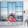 Cute Little Yorkshire Terrier Hairy Poppy Dog Pet Dress Star Hat Travel Shower Curtain For Dog Lovers