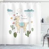Cute Llama Animal Abstract Shower Curtain - Creative Bathroom Decor with Funny Print