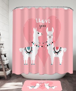 Cute Llamas Love Shower Curtain - At Home Shower Curtains