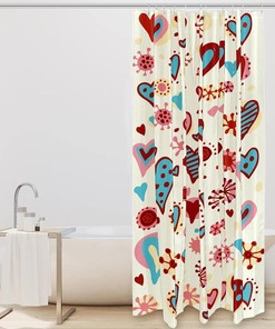 Cute Love Hearts Waterproof Shower Curtain for Bathroom Decor