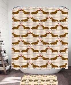 Cute Lovers Dachshund Dogs Print Shower Curtain For Dog Lovers Bathroom Decor