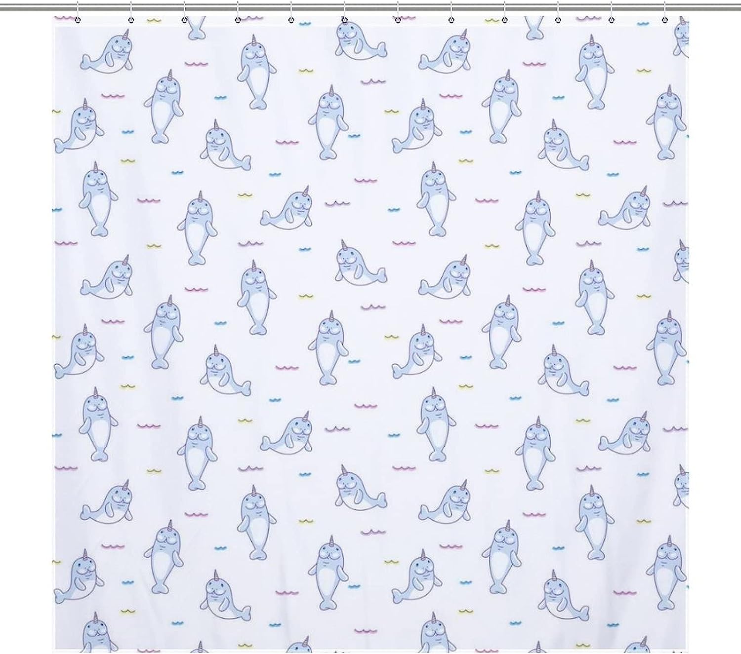 Cute Manatees Unicorns Restroom Shower Curtain, Fun And Whimsical Bathroom Decor