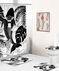 Cute Mermai Print Shower Curtain Decor for Girls Bathroom