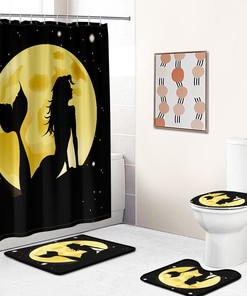 Cute Mermaid Art Design Fabric Shower Curtain for Kids Bathroom Decor