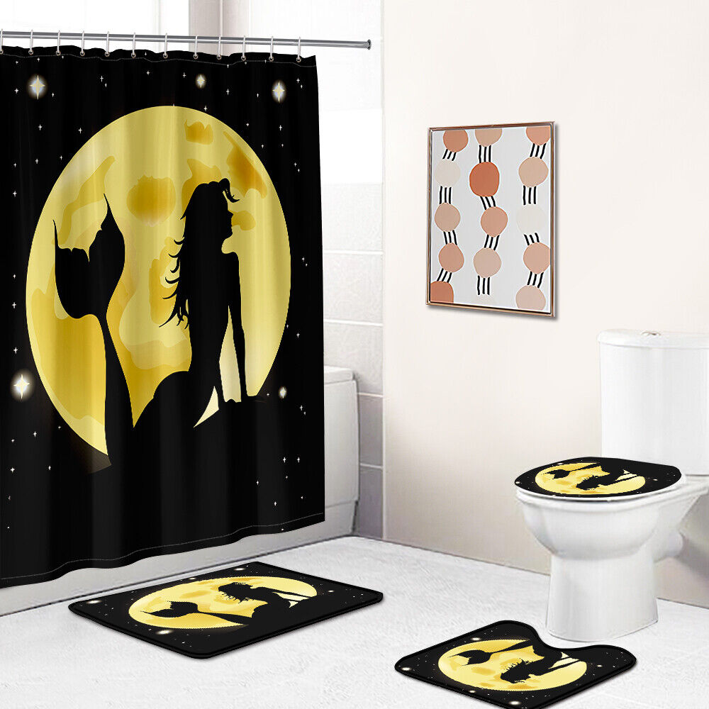 Cute Mermaid Art Design Fabric Shower Curtain for Kids Bathroom Decor
