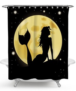 Cute Mermaid Art Design Fabric Shower Curtain for Kids Bathroom Decor