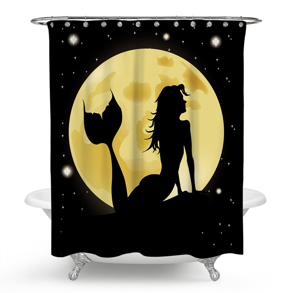 Cute Mermaid Art Design Fabric Shower Curtain for Kids Bathroom Decor