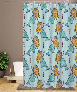 Cute Mermaid Girl Pattern Shower Curtain, Decorative Bathroom Curtain with Princess Theme and VISALUNA Keyword