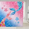 Cute Mermaid Shower Curtain For Kids With Happy Cartoon Mermaid Tail Print, Perfect For Ocean-Themed Bathroom Decor