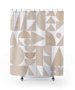 Cute Minimalist Mid Century Modern Shower Curtain with Geometric Design for a Fun Bath Time 