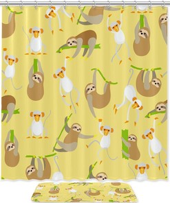Cute Monkey And Sloth Unique Shower Curtain For Playful And Nature-Inspired Bathroom Decor