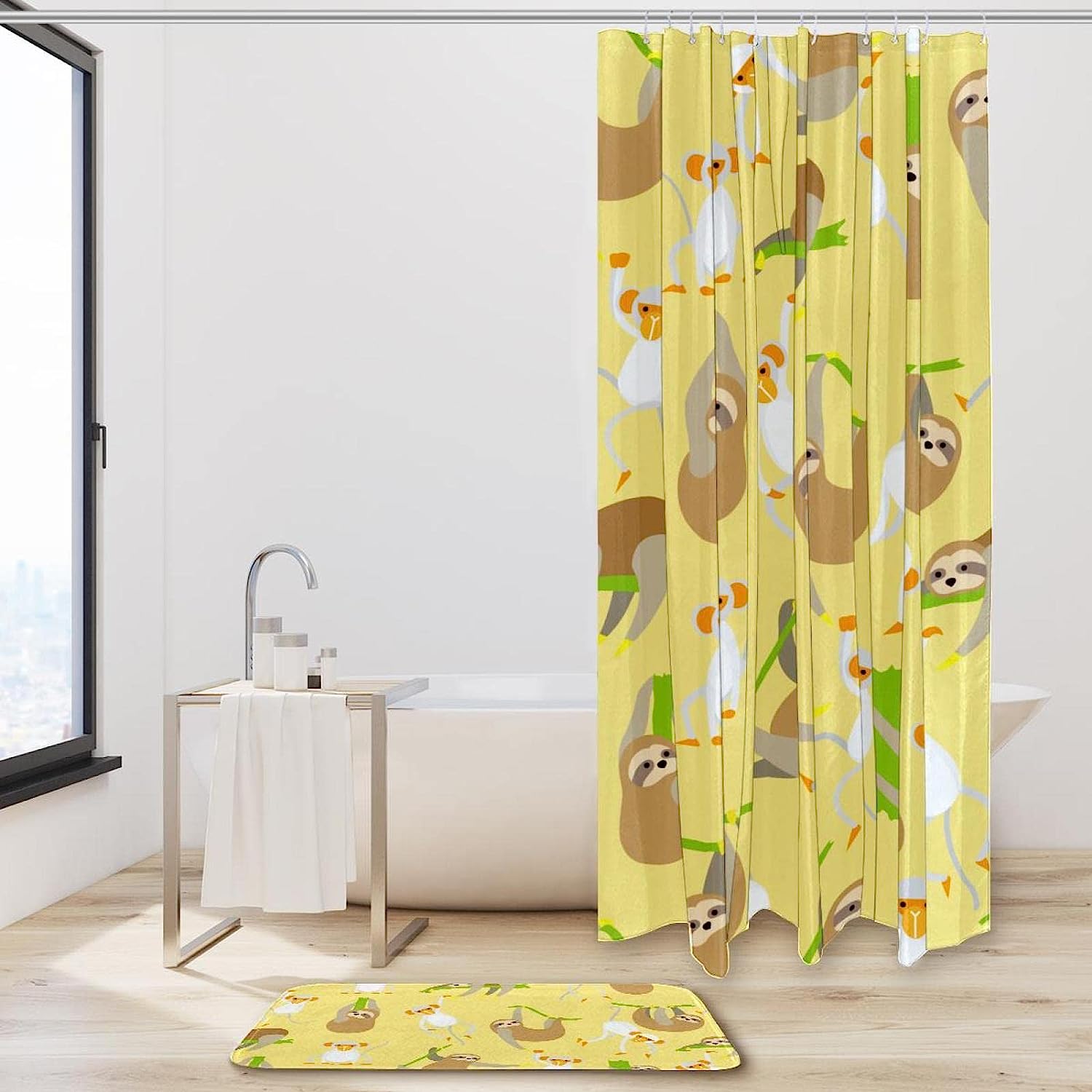 Cute Monkey And Sloth Unique Shower Curtain For Playful And Nature-Inspired Bathroom Decor - Image 2