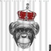Cute Monkey King Shower Curtain With Red Crown For Bathrooms And Bathtubs