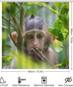 Cute Monkey Lives in a Natural Forest Shower Curtain for Bathroom - Fun and Playful Shower Curtains Decor