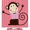 Cute Monkey Shower Curtain Pink With Waterproof Fabric, Animal Bathroom Decor