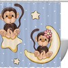 Cute Monkey With Stars Moon Waterproof Shower Curtain For Fun And Playful Bathroom Decor