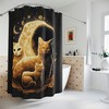 Cute Moon Cat Tag Shower Curtain- A Fun and Playful Addition to Any Bathroom Decor 