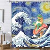 Cute Mushroom Asian Wave Shower Curtain - Perfect For Nature Lovers