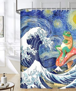 Cute Mushroom Asian Wave Shower Curtain - Perfect For Nature Lovers