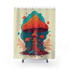 Cute Mushroom Shower Curtain, Botanical Theme for Bathroom Decor 