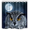 Cute Night Eagle Owl Moon Fabric Shower Curtain for Wildlife Lovers