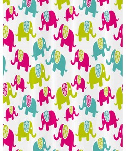 Cute Nursery Elephant Barn Cartoon Joyful Bathroom Shower Curtain, Fabric Bath Curtain for Newborn