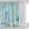 Cute Ocean Seahorse Print Shower Curtain for Beachy Bathroom Decor