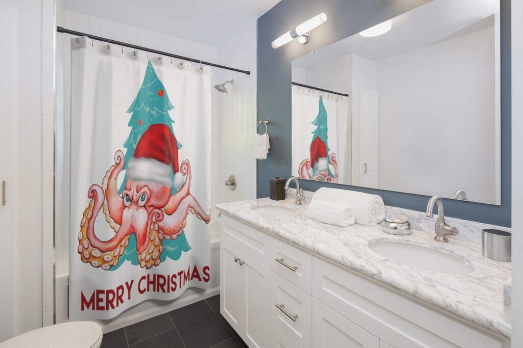 Cute Octopus Home Decor: Colorful Shower Curtain for Your Bathroom.