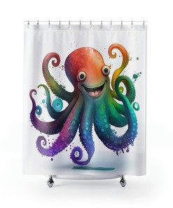 Cute Octopus Kraken Boho Bathroom Decor Shower Curtain for Kids