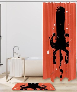 Cute Octopus Ocean Print Waterproof Shower Curtain for Bathroom