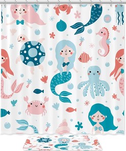 Cute Octopus Pattern Shower Curtain Fabric for a Whimsical Bathroom Design