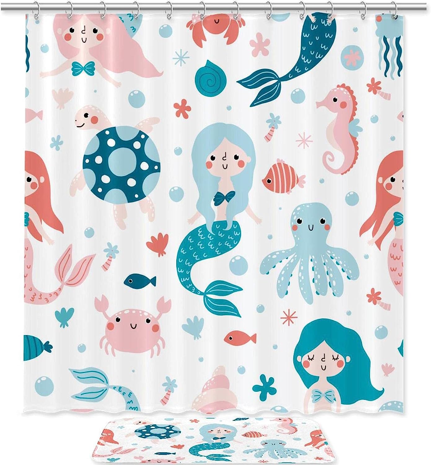Cute Octopus Pattern Shower Curtain Fabric for a Whimsical Bathroom Design