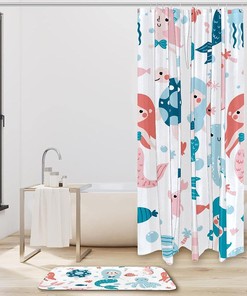 Cute Octopus Pattern Shower Curtain Fabric for a Whimsical Bathroom Design