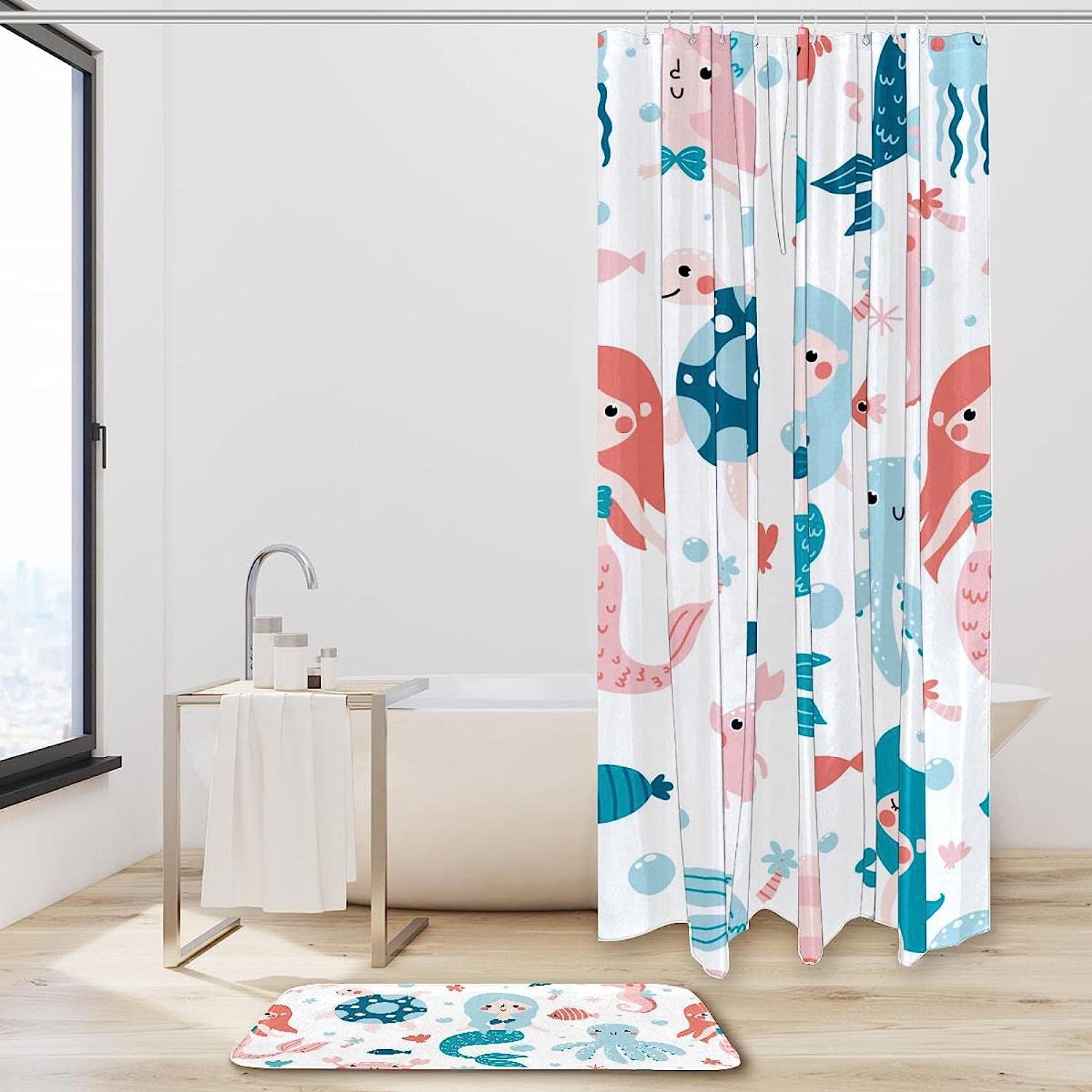 Cute Octopus Pattern Shower Curtain Fabric for a Whimsical Bathroom Design