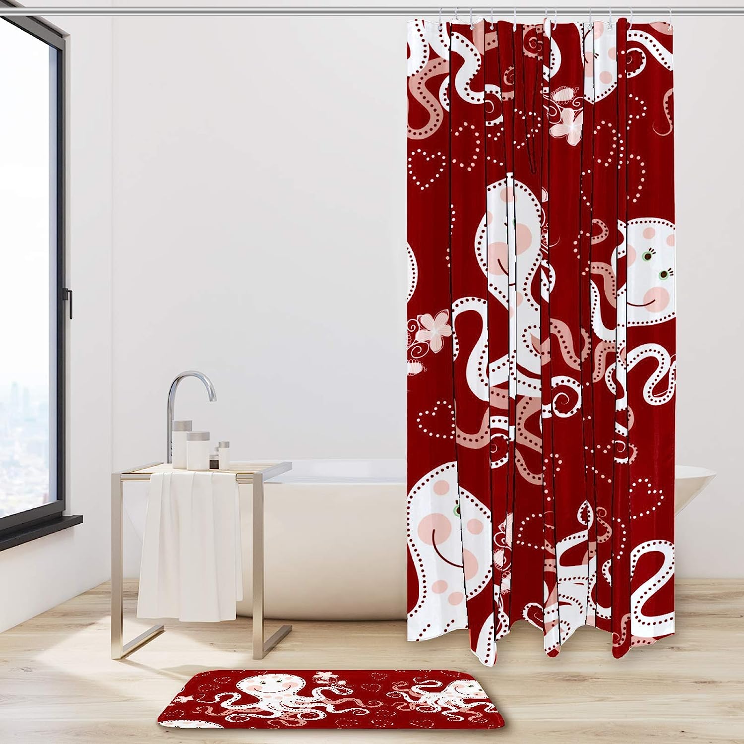 Cute Octopus Print Shower Curtain - Creative Bathroom Decor