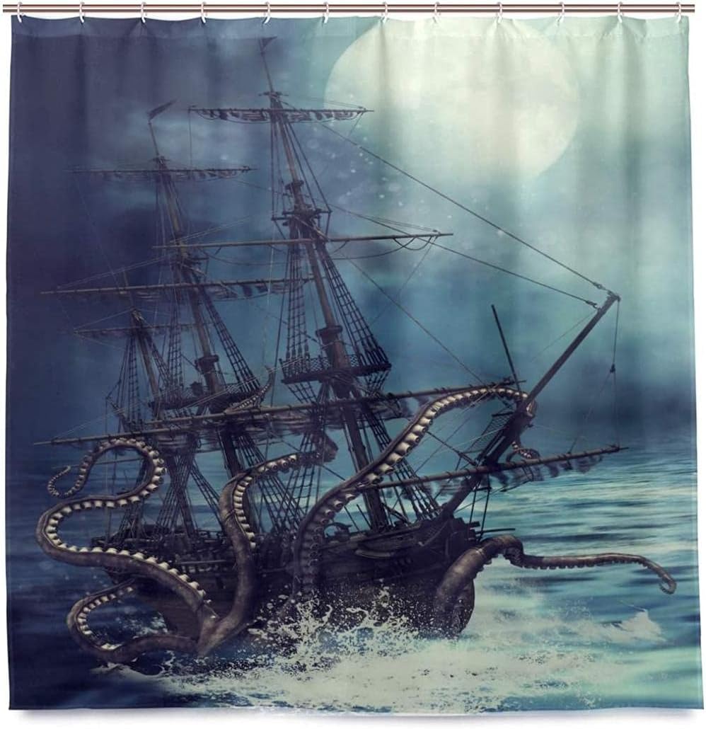 Cute Octopus Shower Curtain - Unique Animal Bathroom Curtain with Fun Design and Vibrant Colors