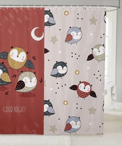 Cute Owl And Celestial Bathroom Curtain For Men, Women, And Adults.