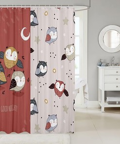 Cute Owl And Celestial Bathroom Curtain For Men, Women, And Adults.