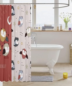 Cute Owl And Celestial Bathroom Curtain For Men, Women, And Adults.