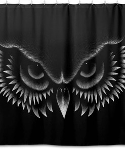 Cute Owl Face Pattern Shower Curtain Modern Home Bathroom Hotel Spa Decorations Waterproof Fabric