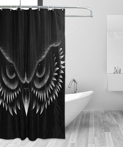 Cute Owl Face Pattern Shower Curtain Modern Home Bathroom Hotel Spa Decorations Waterproof Fabric