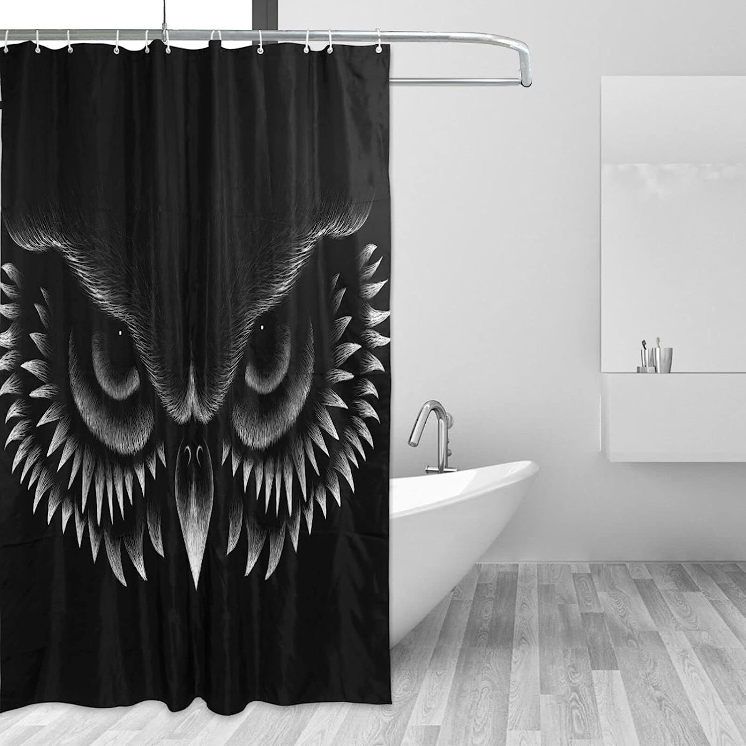 Cute Owl Face Pattern Shower Curtain Modern Home Bathroom Hotel Spa Decorations Waterproof Fabric