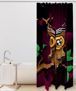 Cute Owl Night Moon Travel Shower Curtain for Bathroom