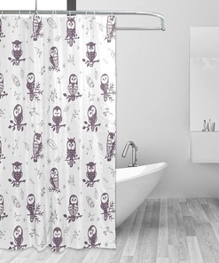 Cute Owl Shower Curtain Modern Home Bathroom Hotel Spa Decorations Waterproof Fabric